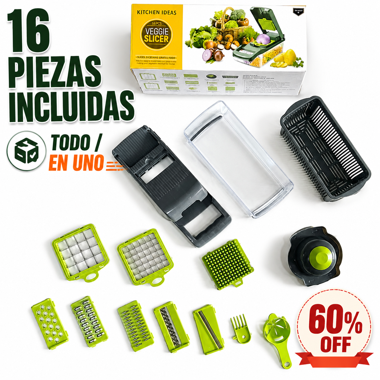 Picadora Multifuncional De Alimentos 16 en 1, Ahorra Tiempo en Cocinar