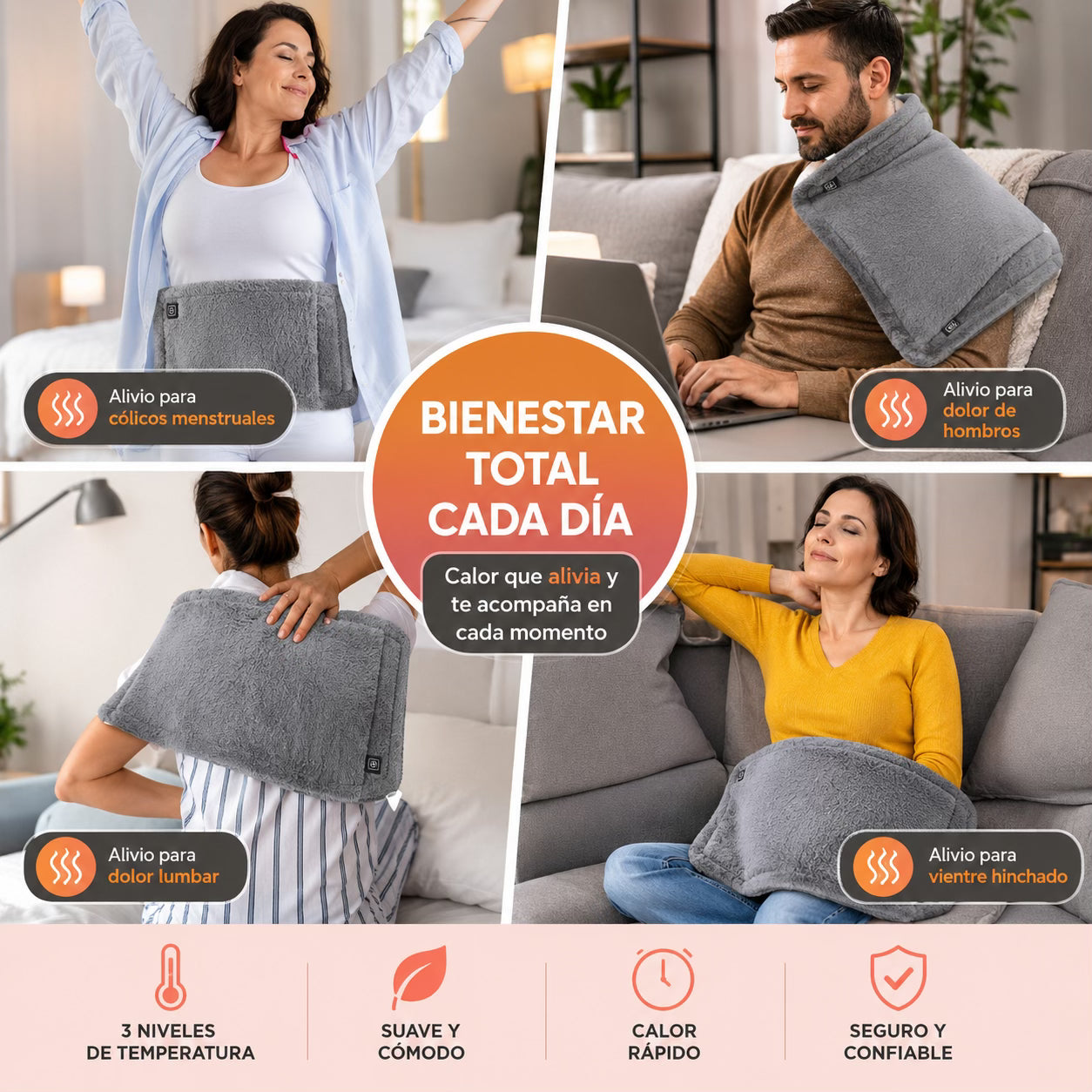 CalorZen™ Guatero Electrico con Almohadilla Térmica
