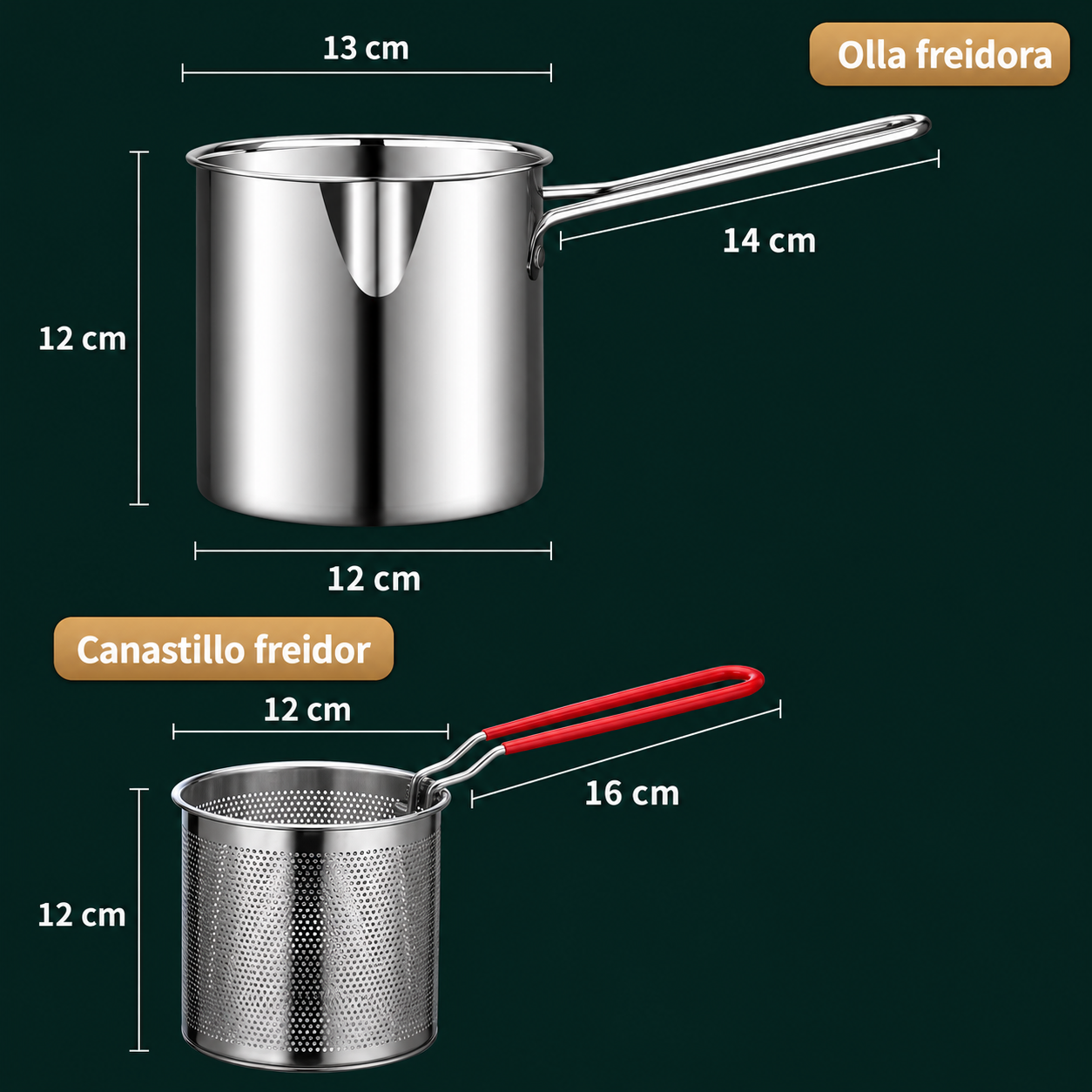 Mini Freidora de acero 304 inoxidable